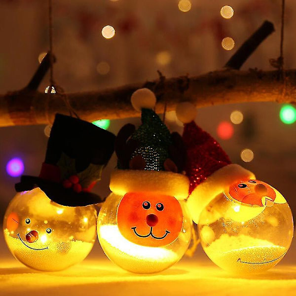 Jultomte Bollpynt Julhängande Boll Med Ljus Julgranspynt-Juldekorationer (1 st, Varm Färg)