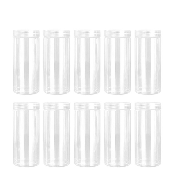 10 st 330 ml Transparenta Plastflaskor Runda Burkar Läcksäkra Tomma Behållare för Dagligt Bruk White 5.9*5.9*13.7cm