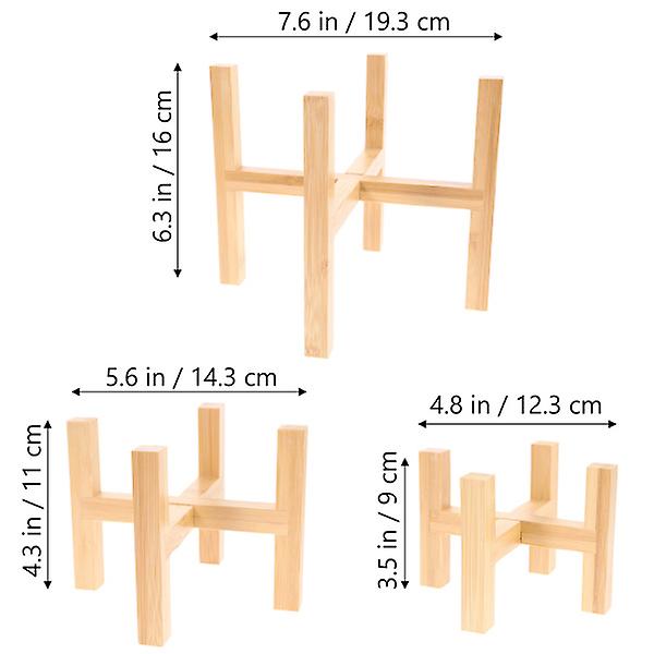 3 kpl Ruukkupuiden sisätilojen minikasvijakkara Sisätilojen ruukunteline Kasvipuinen kakkuteline Puinen tarjotin 12,3X9CM 12.3X9CM