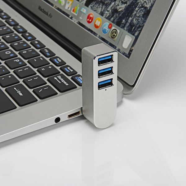 Aluminiumslegering Roterende Usb3.0 Hub Splitter Usb Hub Splitter 3 Porte Usb 3.0 Hub Udvidelse 1 Stykke Sølvgrå