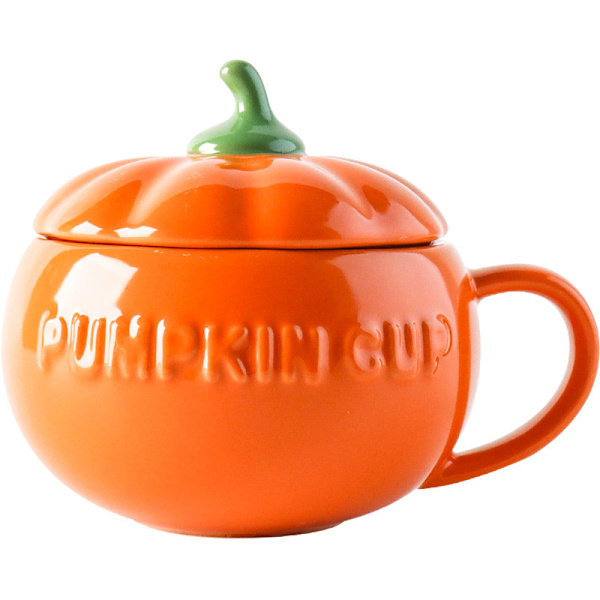 1 stk. Pumpeformet Keramikkrus med Lopp, Halloweendekorasjoner, Halloween Gresskar Kanne (300ml)