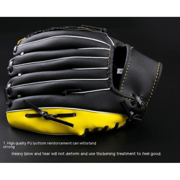 gul sort Baseball Thicken Glove Softball Luffer T-boldkaster12,5 tommer