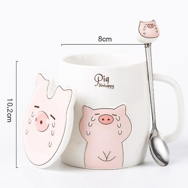 Cartoon Gris Expression Mug Net Red Kaffeekopp Set Med Lock Och Sked D