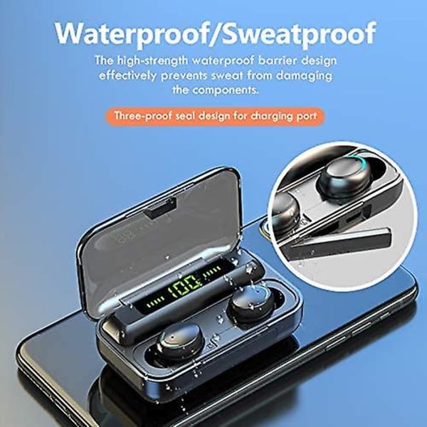 Langattomat kuulokkeet, Bluetooth-langattomat kuulokkeet, 220 tunnin toistonaika Hi-fi-stereosound, IPX7 vedenkestävä korvassa pidettävät langattomat kuulokkeet mikrofonilla, LCD-digitaalinen näyttö