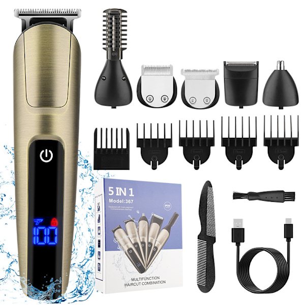 6-i-1 herrepleiesett barber retro maskin t9 skjeggtrimmer menn profesjonelle sakser trimmer_xrzi 367 USB