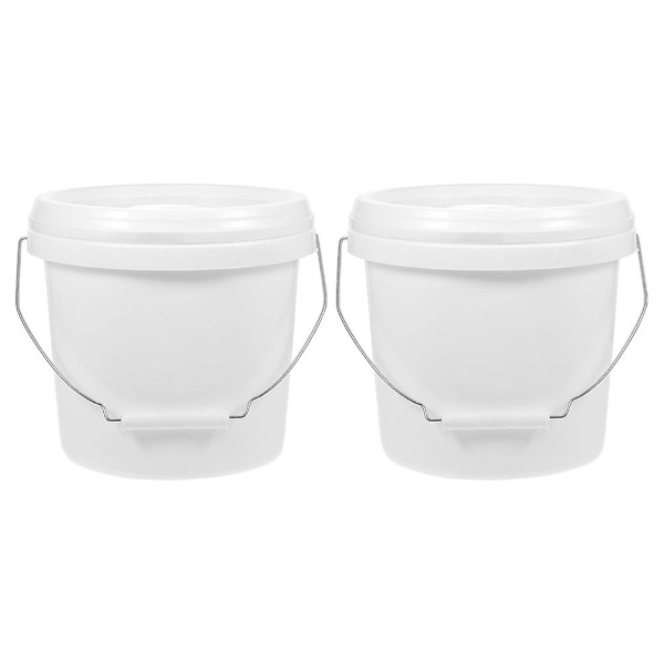 2 st Runda Hinkar Multifunktionell Hink 4 Liter Hink Med Lock Pigment Hink Vit 21.2X20cm White 21.2X20cm