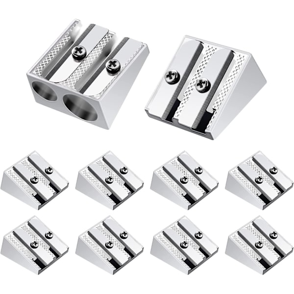 Dobbelt Hul Blyantspidser, Blyantspidser Mini Blyantspidser Metal Kile Spids til Blyanter Håndholdt Metal Blyant (15 stk)