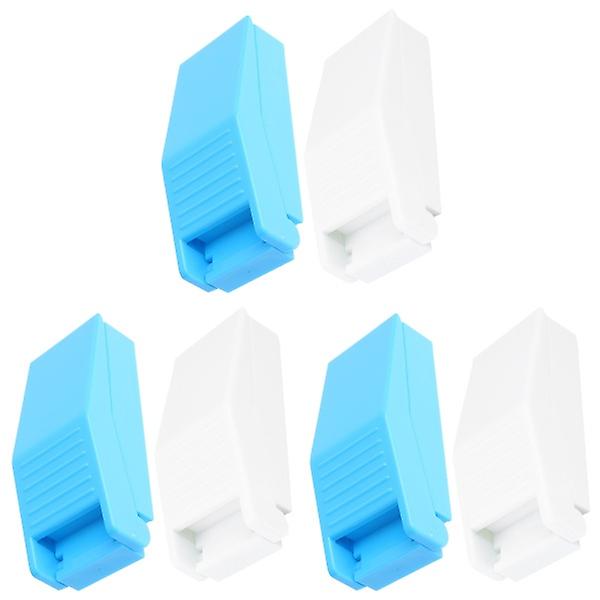 6 Pcs  2 In 1 Portable Pill Cutter Box Elders Kids Pills Splitter Medication Divider Light Blue Whit