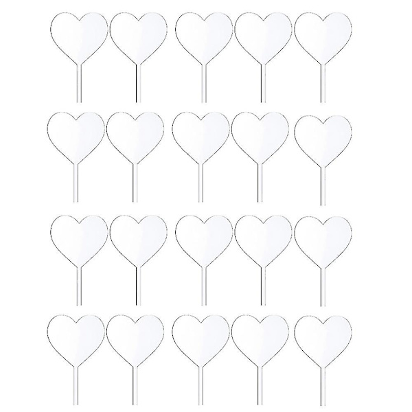 20 st DIY-kakverktyg, födelsedagstårta Topper, Hjärta, Tomt, Inga Texter, Akrylplatta, Kompatibel med Bakning, Bröllopstårta