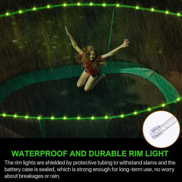 Led trampolinelys fjernkontroll Trampolinefelg Led lys for trampoline, 16 fargeendring selv, vanntett super lyst å leke om natten