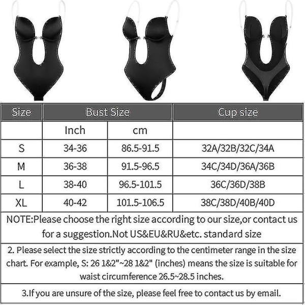 Syvä V-kaula-muotoileva vartalonmuotoilija naisille, läpinäkyvät olkaimet, pehmustetut push-up-korsetti alusvaatteet, näkymättömät rintaliivit, alusvaatteet S