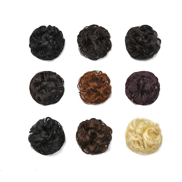 100% Äkta Hårknut Förlängning, Rufsigt Hårstycke Lockigt Hår Scrunchies Chignon Hästsvans Förlängningar För Kvinnor Flickor Uppsatt Donut Hårstycke Svartbrun Black brown