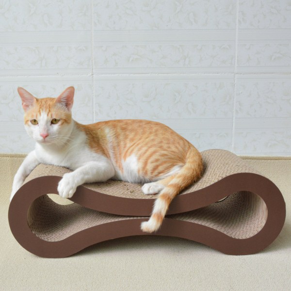 Cat scratcher -pahvi, sängyn kalustesuoja, ääretön muoto, kaareva (kahvin väri)