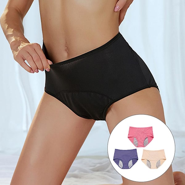 4-pack Bekväma Fysiologiska Underkläder Andningsbara Mensationsbyxor för Kvinnor Blandade Färger Assorted Color XXL