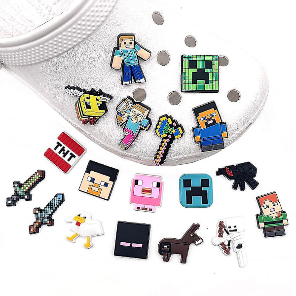 18 stk. Minecraft Skopynt, Croc Clog Sko Dekoration Til Børn Voksne_RY