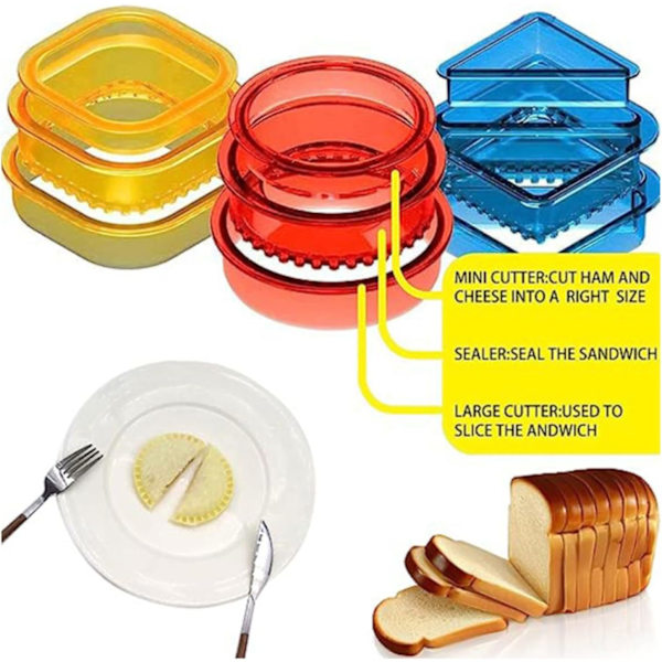 Sandwichskärare och -förslutare - 3 st Decruster Sandwich Maker - Jordnötssmör och Gelé Crustless Sandwich Bröd Pancake Maker