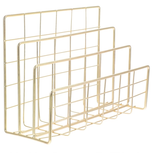 1 Stk Enkel Legering Fil Dokument Stativ Stativ Skrivebords Opbevaring Stativ Fil Holder (Lyseguld)Golden17.5 Golden 17.5X14X8.5CM