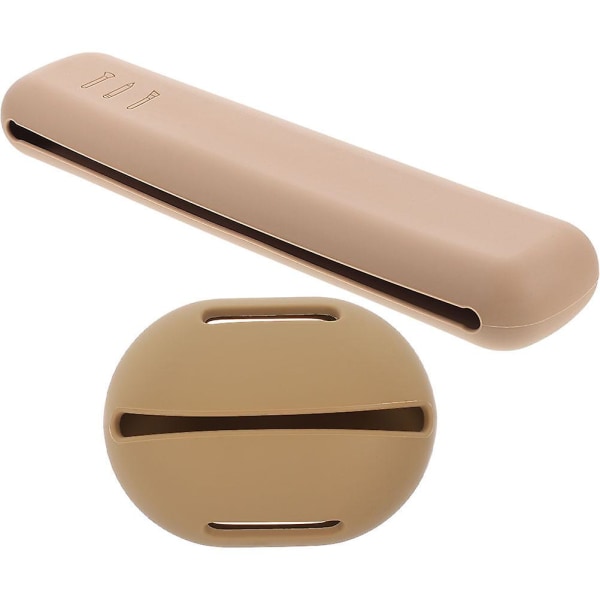 Silikonhållare Sminkborstbehållare Make Blender Case Kosmetisk case Case Khaki 20X4.8CM