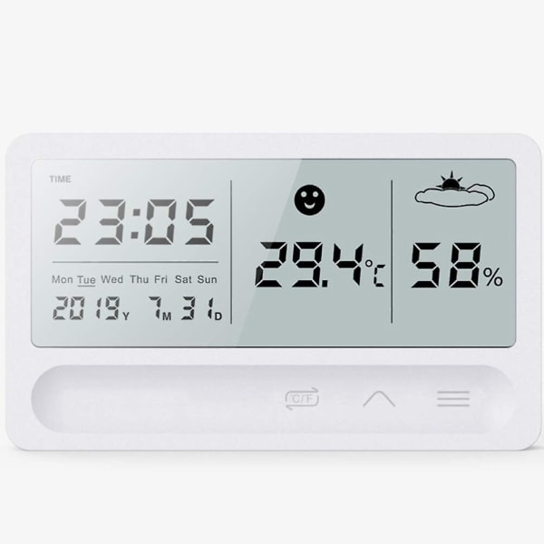 Digital Hygrometer Inomhus Termometer Temperatur Fuktighetsmätare Rum Och Fuktighetsmätare För Hem Kontor (1st, Vit)