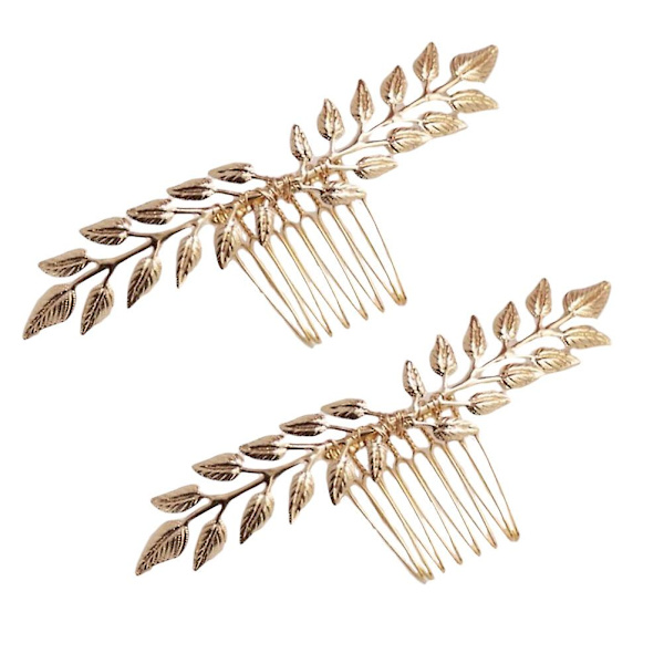 2 st Brud Hårclips Kvinna Hårnål Blad Hårkam Brud Insättning Kam Pärla Hårkam DiyGoldenM Golden M