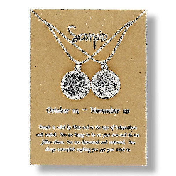 2 st/set Stjärntecken Mynt Kedja Hänge Halsband Födelsedag Par Smycken10 Skorpionen 10 Scorpio