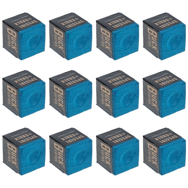 12 stk Kø-pinner Tørkepulver Biljardbord Kø Kritt Biljardspill Tilbehør Blå 2,5x2,2cm Blue 2.5x2.2cm