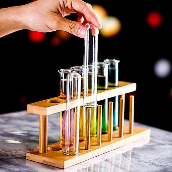 Bambu Testaputki-Shot-Lasien Teline, Sopii Myös Kynätelineeksi, Valmistettu Bambuusta Sisäänrakennetulla Kahvalla, Vain Teline, Lasit