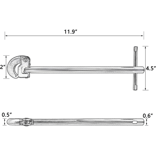 Justerbar vasknøkkel, 27,9 justerbar kranmutternøkkel Teleskopisk vasknøkkel for å feste bak- og unionsmuttere under vasken (0,95-2,54 )
