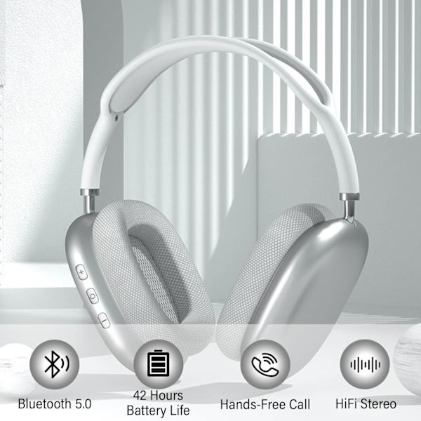 Trådløse Hovedtelefoner Over-Øre Bluetooth Justerbare Hovedtelefoner 42 Timer Lyttetid Lydstyrke Kontrol, Passer til Gaming/Løb/