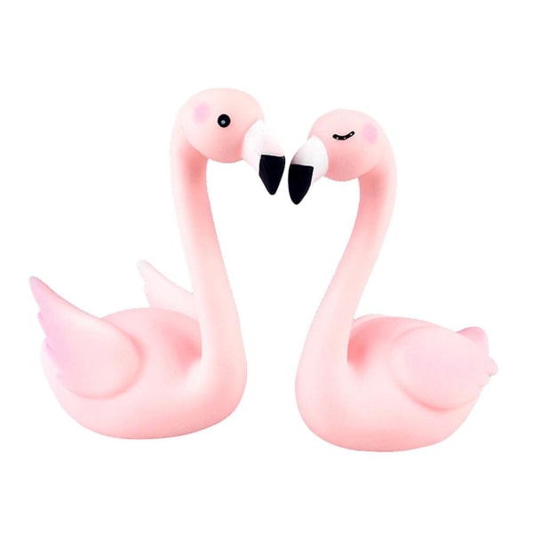 2 st Baby Samlarobjekt Djurstaty Baby shower Flamingo Festtillbehör Flamingotårta DekorRosa Pink