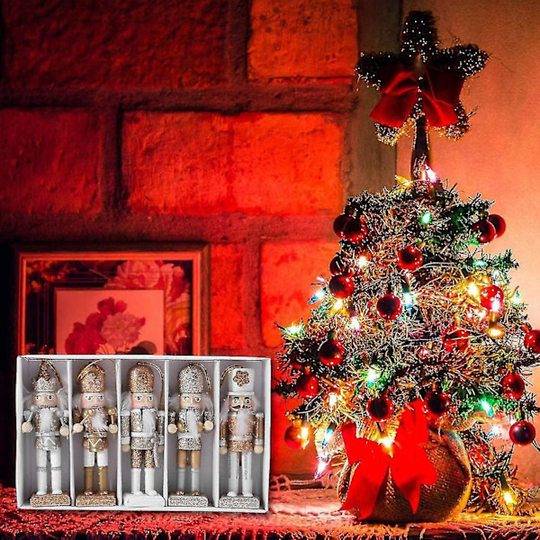 Nötkrackare Juldekorationer, Jul Nötkrackare Ornament Set, Trä Nötkrackare Hängande Dekorationer Kompatibel Med Julgran Figurer Pup