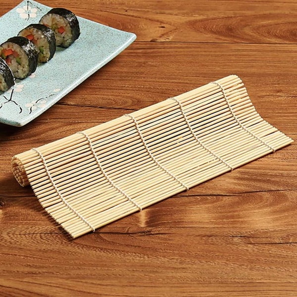 Bambus Sushi Bambus Sushi Matte Bambus Sushi Lavnings Sæt Sushi DIY Sæt Bambus Matte Bambus Køkken Matte Til Sushi 4 Rullende Sushi Mat, 1 Ris Padle