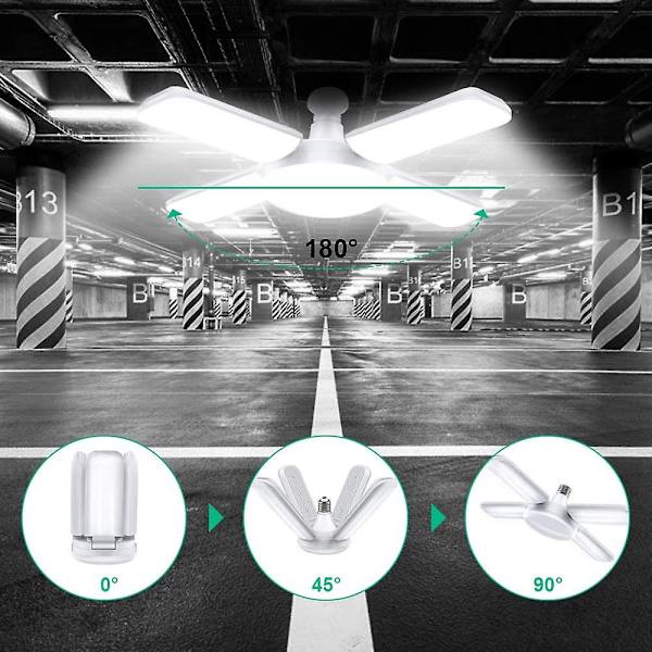 LED-garagebelysning, Eleganted 60W 6000lm E27 LED-armaturer, Deformabla LED-taklampor 60 Watt Arbetsbelysning 6000k för Verkstad Barnlager