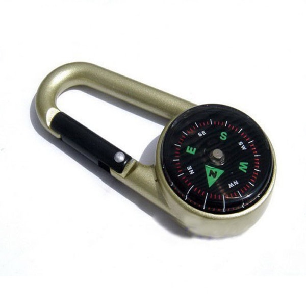 Turkompass med karabinkrok, kompakt kompass, magnetisk nøkkelring med liten lomme for barn, termometer for turkompass, nøkkelringer, utendørs overlevelse, Campin