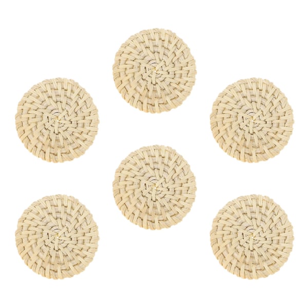 6 kpl Rattan-Punotut Korut Yksinkertaiset Pyöreät Korvakorun Ripukset Korujen Valmistukseen Koristeet 4X4X0.4CM 4X4X0.4CM