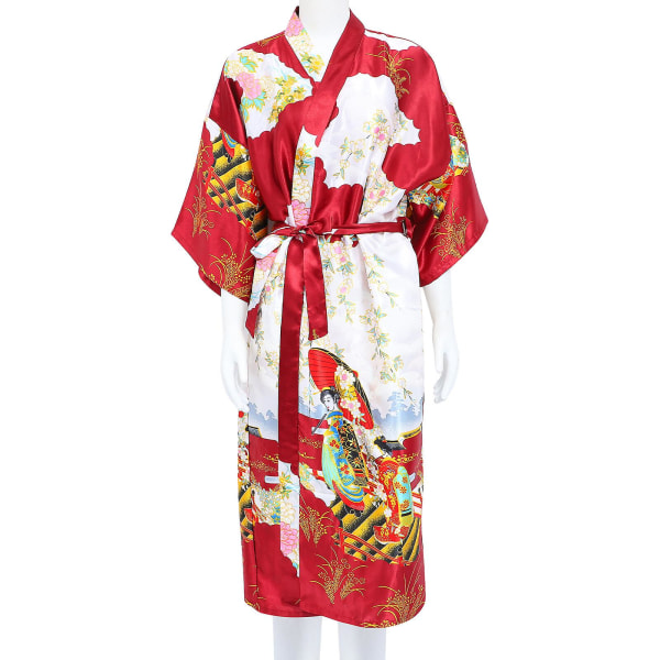 Kesäyömekot Naiset Takki Naiset Kukallinen Kimono Yöasu Kukallinen Painettu Kimono Pyjamasetti Naiset Ba Claret 120X63X0.1CM