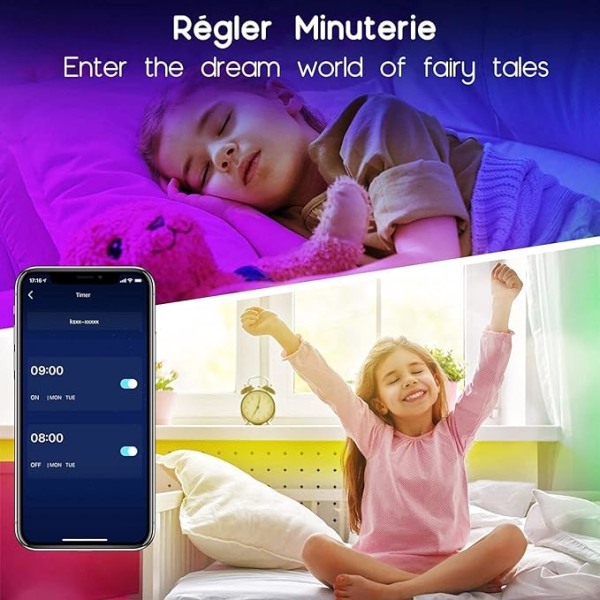 LED-Strips 30m (15mx2), Bluetooth Soveværelse LED, LED-Strips Styret af APP Fjernbetjening