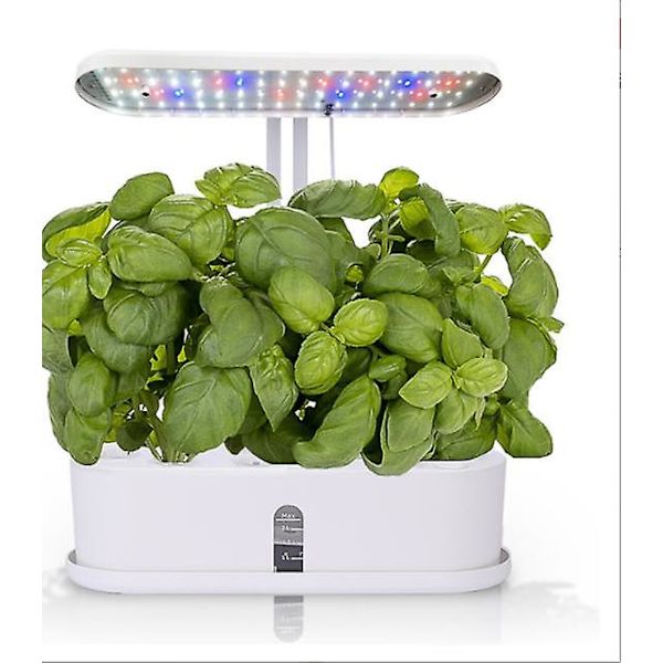 Hydroponiskt Odlingssystem, 10-pods inomhus örtträdgårdssats med LED-växtlampa, Smart trädgårdsplanterare med 16 timmars timer för LED-belysning och bevattningssystem