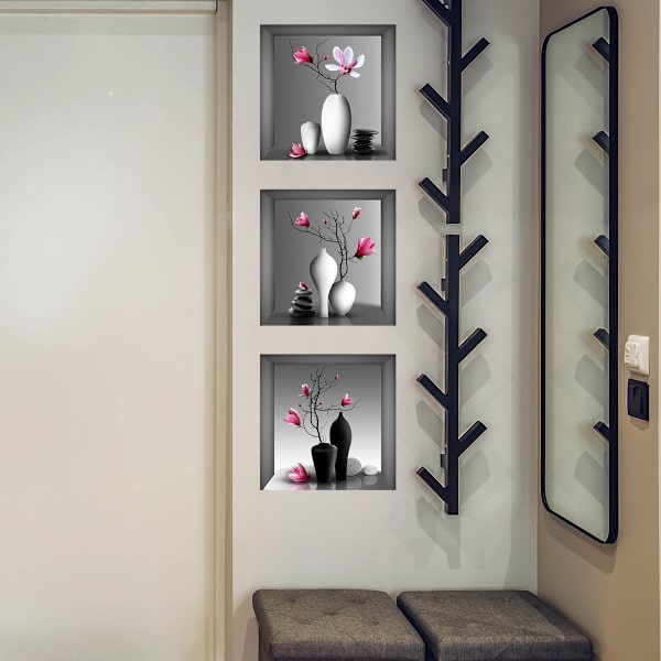 3 kpl Orkidea Canvas-taulu Elegantti Puu Maljakossa Garland-maalaus Moderni Kuvio Kuva Koti Sisustus Seinätaide Canvas Itsekiinnittyvä Cham