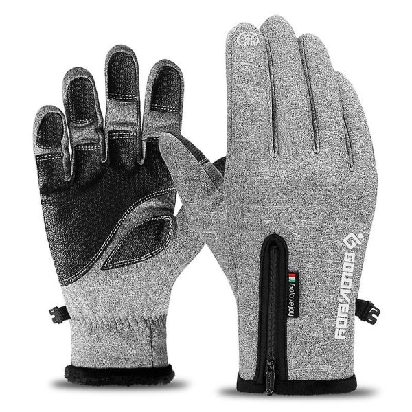 Mens Winter Gloves -30windproof Waterproof Touch Screen GlovesLGrey