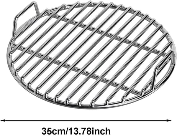Rund erstatningsgrillrist, rustfritt stål, varmebestandig, 35 cm, universell passform for kullgriller, camping og utendørsgrilling