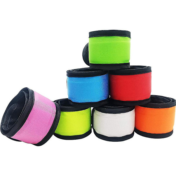 7 st LED-ljus upp band Slap armband natt säkerhet handledsband för löpning ridning promenader konsert fest camping utomhussporter med 8 extra knappbatterier
