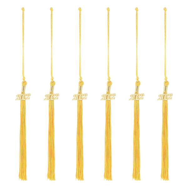 6pcs Doctorial Hat Hanging Tassel Hat Decorative Pendant Graduation Season SuppliesGolden40X1CM