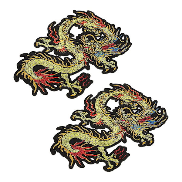 2 stk. Stofklistermærker Tøj Kjole Trim Patch Håndværk Broderi Patch Dragon Broderet Patches S