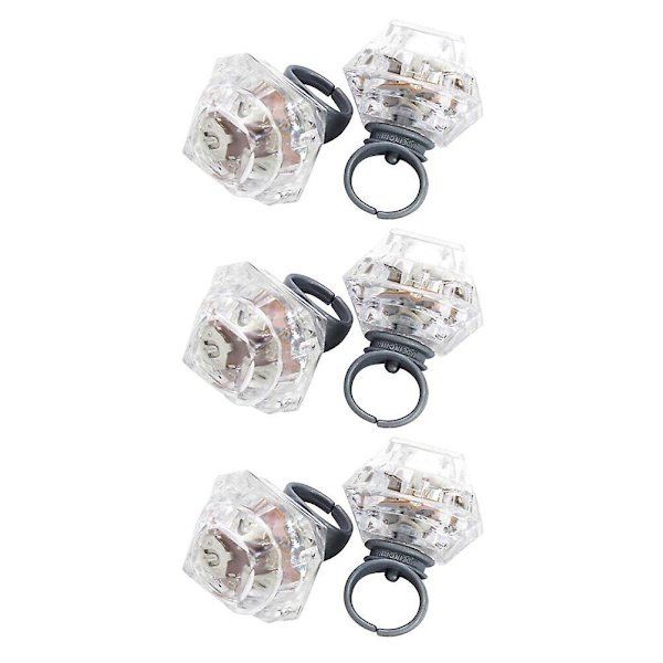 6 kpl Simuloitu timanttisormus LED-valoilla, vilkkuvat lelut, juhlatarvikkeet, lahjat 3,5 x 4,4 cm 3.5X4.4cm