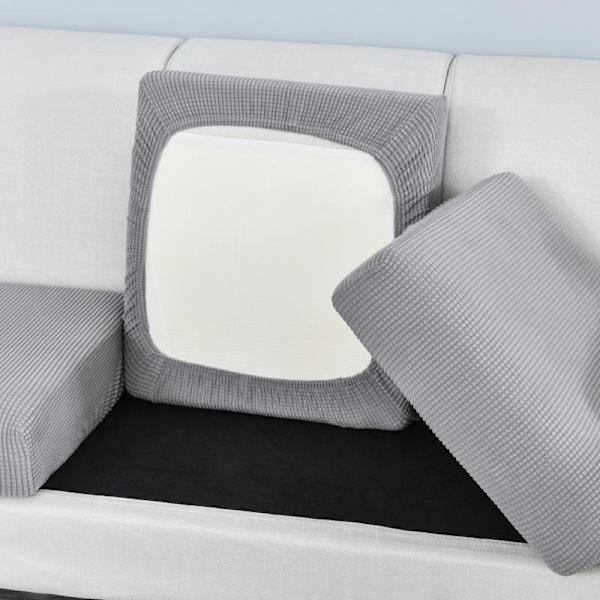 Grå Høj Elastisk Sofa Sædebetræk Stue Sofa Sædebetræk Blød Anti-Skridsikker Møbelbetræk med Elastisk Bund