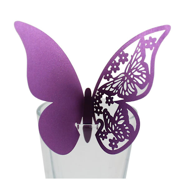 100 stk Butterfly Navnekort til Bryllup Kompatibel med Vinglass Perlemor Kort