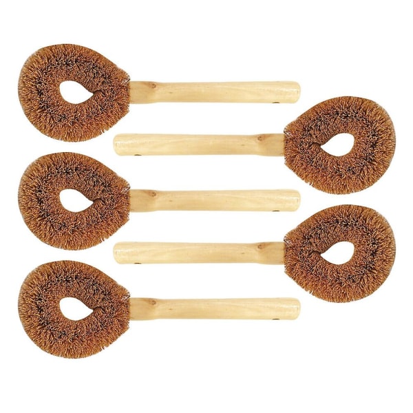 5pcs Dish Brushes Kitchen Dish Brushes With Handles Pot Cleaning BrushesBrown25x8cm