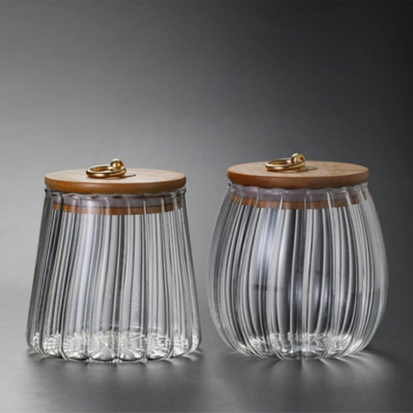 Förseglad transparent glaskryddor med lock, teförvaringsburk B