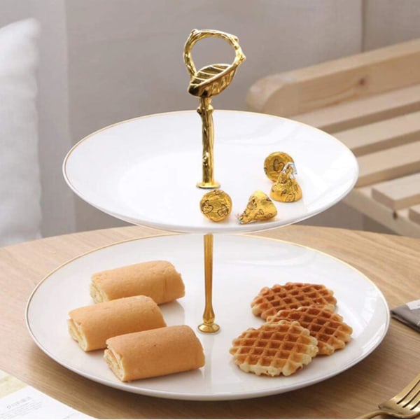Cupcake Stativhandtag, 3-vånings Vintage Tårtserveringsservett Stativ Guld